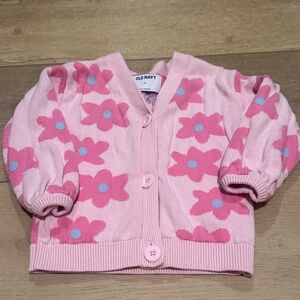 Old Navy Pink Floral Knit Sweater
